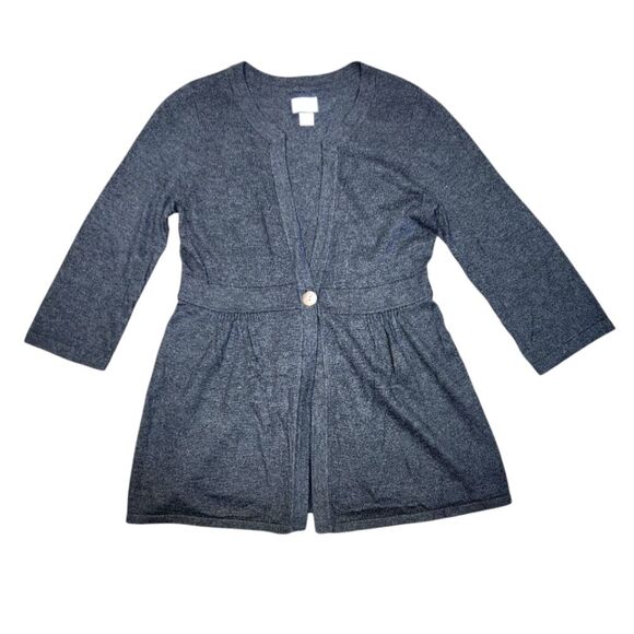 Motherhood Maternity Gray Cardigan Sweater Long‎ Sleeve Button Flowy Tunic M - Picture 1 of 13